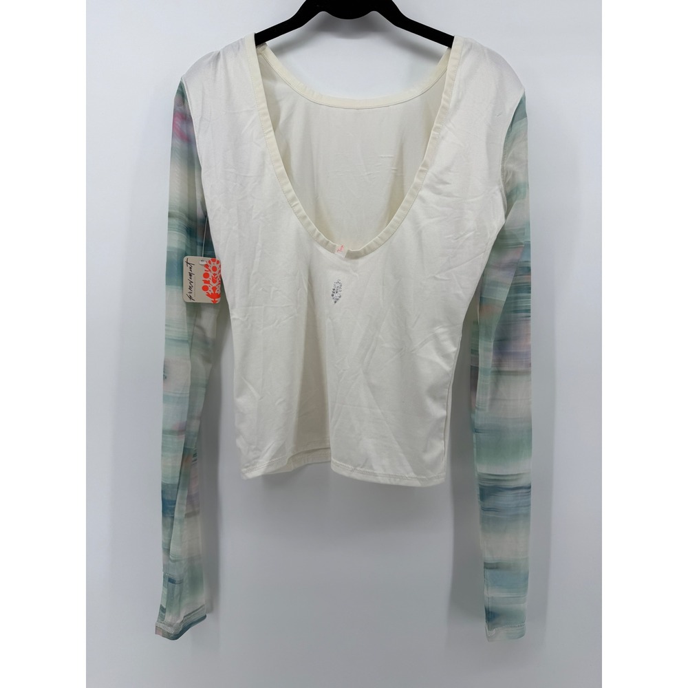 FP Movement Meadow Motion Soft Light Mesh Sleeve Top OB1851877 XS NEW
